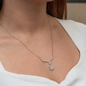 Gümüş Baget Taşlı Gerdanlık Model Kadın Kolye - 5