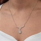 Gümüş Baget Taşlı Gerdanlık Model Kadın Kolye - 2