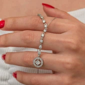 Gümüş Sıralı Zirkon Taşlı Çember Kadın Kolye - 1