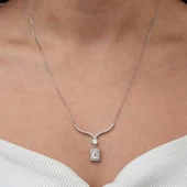 Gümüş Baget Taşlı Gerdanlık Model Kadın Kolye - 3