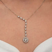 Gümüş Sıralı Zirkon Taşlı Çember Kadın Kolye - 2