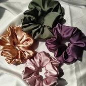 kadın saten lastik scrunchie toka set - 1