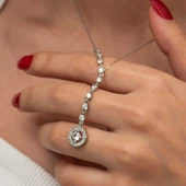 Gümüş Sıralı Zirkon Taşlı Çember Kadın Kolye - 4