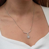 Gümüş Baget Taşlı Gerdanlık Model Kadın Kolye - 3