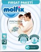 Molfix Premium Bebek Bezi Beden:2 (3-6KG) Mini 140 Ad Ekonomik Ultra Fırsat Pk+ 3 Adet Islak Mendil - 2