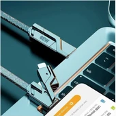 PDAteknoloji 2 in 2 4'lü 65w USB Type-C ve Lightning Örgülü Şarj Ve Data Kablosu - 1.5m Siyah AZ-B10th - 6