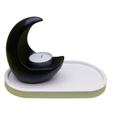 Hilal Tasarımlı Taş Mumluk Siyah - 2