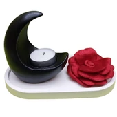 Hilal Tasarımlı Taş Mumluk Siyah - 1