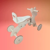 Montessori Çocuk Denge Bisikleti 2-6 Yaş / MDF Tavşan Başlıklı Tasarım - 3