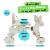 Montessori Çocuk Denge Bisikleti 2-6 Yaş / MDF Tavşan Başlıklı Tasarım - 1
