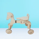 Montessori Çocuk Denge Bisikleti 2-6 Yaş MDF At Başlık - 2