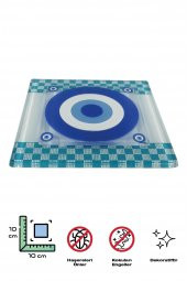 Cam Banyo Gider Kapak Süsü 2 Adet  Cam Gider Kapağı 10x10 cm  Nazar Boncuğu - 2