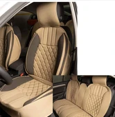 Lüx Oto Koltuk Minderi Full Set Takım - Bej/Siyah Renk Takmatik Pratik - 1