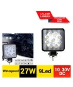 Carub Çalışma Lambası 10-30V 27W Off Road 9 Led Kare Siyah thumbnail 2