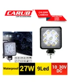 Carub Çalışma Lambası 10-30V 27W Off Road 9 Led Kare Siyah thumbnail 1
