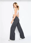 Kargo Cepli Palazzo Oversize Kesim İki iplik Bol Paça Eşofman Altı Pantalon - Antrasit - 6