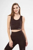 Kolsuz Sporcu Baskılı Crop - Kahve - 2