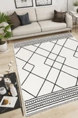 PALERMO 6815 Siyah Kemik Çift Taraflı Yıkanabilir Dokuma Kolay Temizlenir Halı Kilim - 1