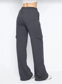 Kargo Cepli Palazzo Oversize Kesim İki iplik Bol Paça Eşofman Altı Pantalon - Antrasit - 7