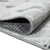 PALERMO 6813A Gri Çift Taraflı Yıkanabilir Dokuma Kolay Temizlenir Halı Kilim - 2