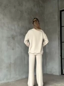 Osy Modal Yumuşak dokulu Kumaş Bisiklet Yaka Takım- Beyaz - 3