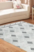 PALERMO 6813A Gri Çift Taraflı Yıkanabilir Dokuma Kolay Temizlenir Halı Kilim - 1