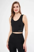 Kolsuz Sporcu Baskılı Crop - Siyah - 1