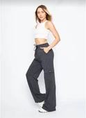 Kargo Cepli Palazzo Oversize Kesim İki iplik Bol Paça Eşofman Altı Pantalon - Antrasit - 3