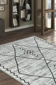 PALERMO 6814A Gri Çift Taraflı Yıkanabilir Dokuma Kolay Temizlenir Halı Kilim - 1