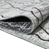 PALERMO 6814A Gri Çift Taraflı Yıkanabilir Dokuma Kolay Temizlenir Halı Kilim - 2