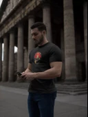 Unisex Bisiklet Yaka Baskılı Oversize T-Shirt - Siyah - 1