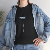 Unisex Kadın Bisiklet Yaka Baskılı T-Shirt - Siyah - 1