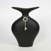 Vitale Metal Anahtarlı Siyah Vazo 8*26*35 cm - 1