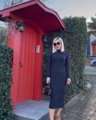 Kadın Yarım Balıkçı Yaka Süet Kumaş Fırsat ürün Midi Boy Elbise - 1