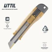 UTTIL AURA NATURA NMUK09-AN %40 Ağaç 18 mm Profesyonel Kaymaz Tutuşlu Maket Bıçağı - 1