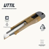 UTTIL AURA NATURA NMUK09-AN %40 Ağaç 18 mm Profesyonel Kaymaz Tutuşlu Maket Bıçağı - 2