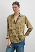 V Yaka Desenli Gömlek Haki thumbnail 1