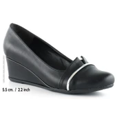 Erkan Saçmacı Colel Siyah Metal Detaylı Yuvarlak Burun Dolgu Topuklu Günlük Ayakkabı thumbnail 2