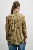 V Yaka Desenli Gömlek Haki thumbnail 6