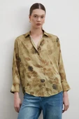V Yaka Desenli Gömlek Haki thumbnail 4