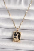316L Çelik Gold Renk Zirkon Taşlı Ay Figürlü Tarot Model Kadın Kolye - 2