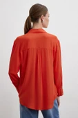 V Yaka Viskon Gömlek Oranj thumbnail 6