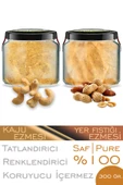 2 Çeşit Saf Ezme Kaju Ezmesi Yer Fıstığı Ezmesi Bi Kavanoz 330 cc. Cam Kavanozlarda Şeker İlavesiz - 1