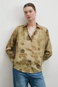 V Yaka Desenli Gömlek Haki thumbnail 3