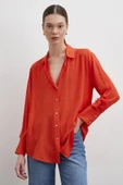 V Yaka Viskon Gömlek Oranj thumbnail 1