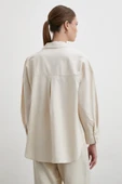 Keten Karışımlı Dökümlü Gömlek Bej thumbnail 6
