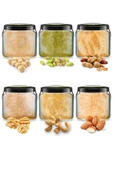 6 Çeşit Saf Ezme Antep Fıstığı Fındık Fıstık Kaju Ceviz Badem Ezmesi Bi Kavanoz 330 cc. Cam Kavanoz thumbnail 4
