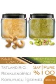 2 Çeşit Saf Ezme Antep Fıstığı Ezmesi Kaju Ezmesi Bi Kavanoz 330 cc. Cam Kavanozlarda Şeker İlavesiz - 1