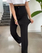 Kadın Yüksek Bel Full Likralı Krep Kumaş Pantolon - 1