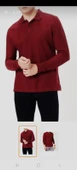 bordo uzun Kol Tişört/T-Shirt polo yaka polo pamuklu - 1